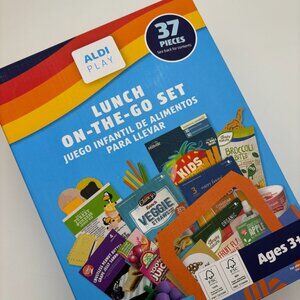 Aldi LUNCH ON THE GO SET 37pc Grocery Food Kids Toy Pretend Play Set NEW
